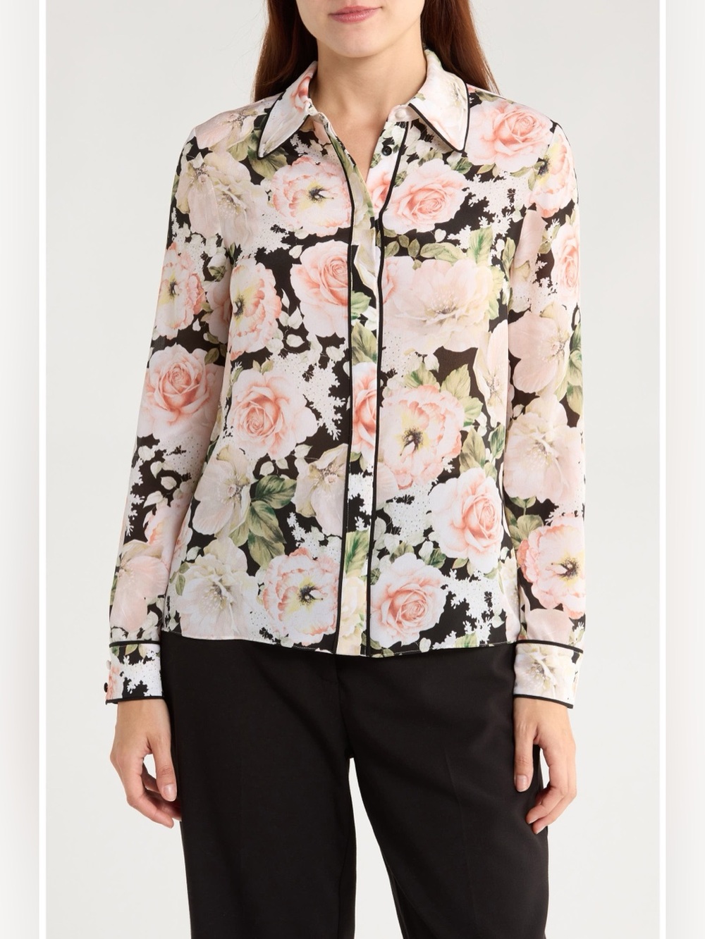 NWT Alice + Olivia Willa Silk Button-Up Shirt Blouse